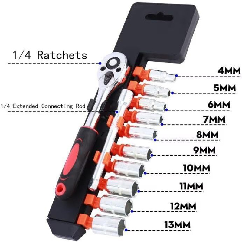 OKASTA 12 in 1 ratchet 1/4 inch hexagon socket 12pc set chrome vanadiu