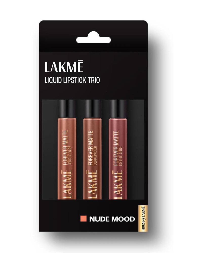 Lakm Liquid Lipstick Trio- Nude Moods, Forever Matte, Light-weight, Pa