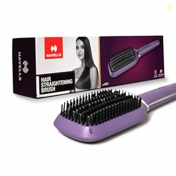 Keratin Infused Hair Straightener Brush With Temperature Control For A