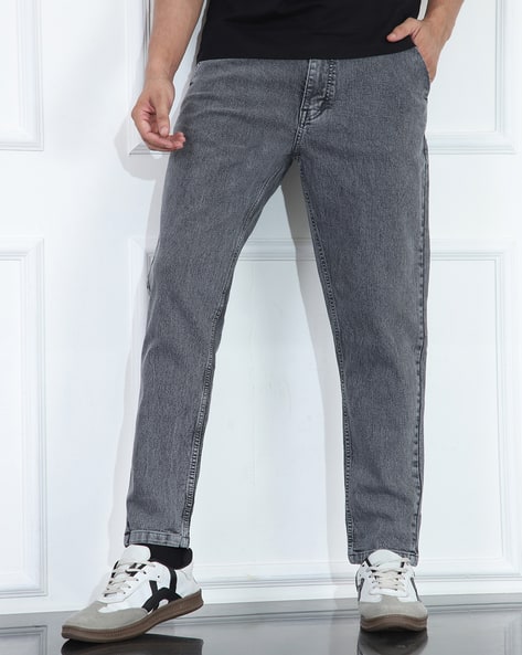 SHEIN Shein Men Ankle Length Fly With Button Closure Stone Wash Jeans