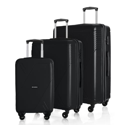 HRX Icon 3Pc Set Haileys Black Polypropylene Hard Shell Suitcase Set -