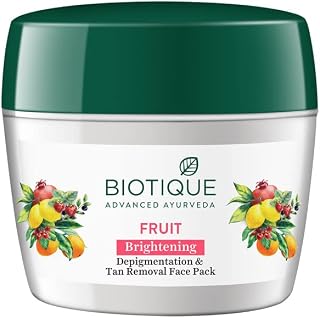 Biotique Fruit Brightening Depigmentation and Tan Removal Face Pack| A