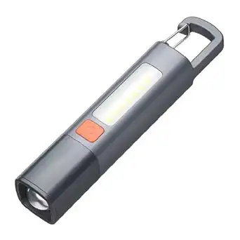 LED Flashlight Rechargeable Hand Torch With Telescopic Zoom And Carabi