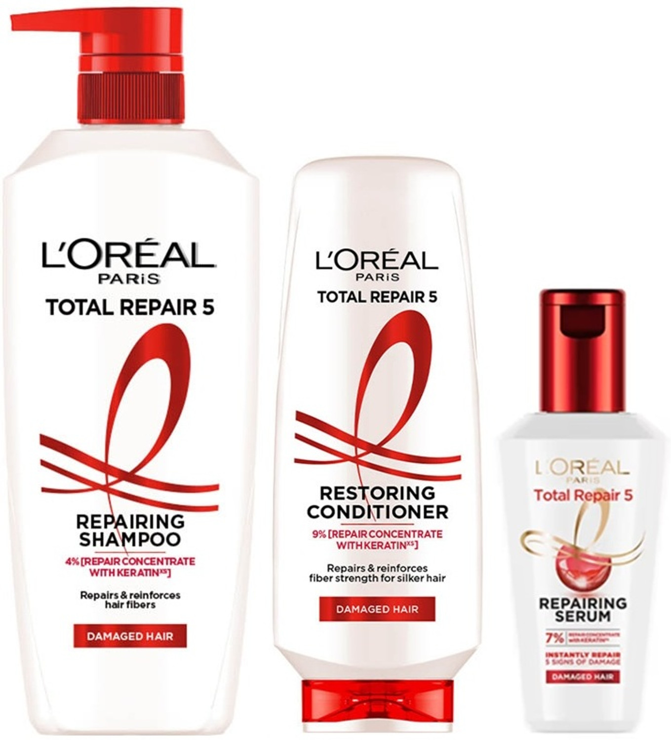 L'Oral Paris Total Repair 5 Shampoo 650ml + Conditioner 175ml + Serum