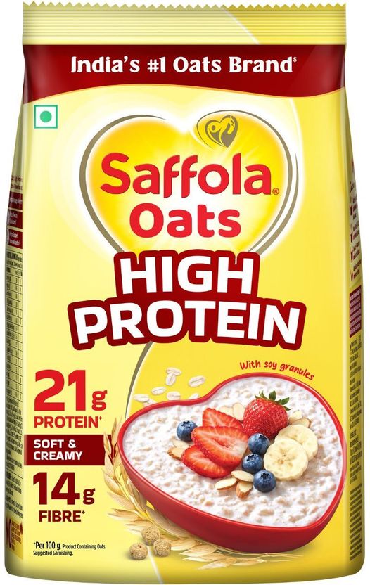 Saffola Oats High Protein -21g |High fibre | Instant rolled oats ...mo
