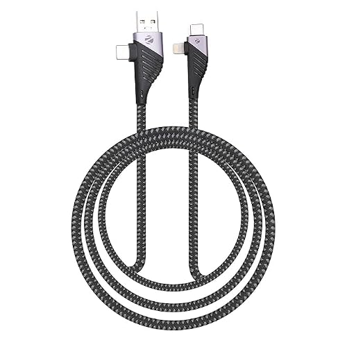 Zebronics UCLC65B 65 Watts PD Fast charging 4 in 1 cable with USB/Type