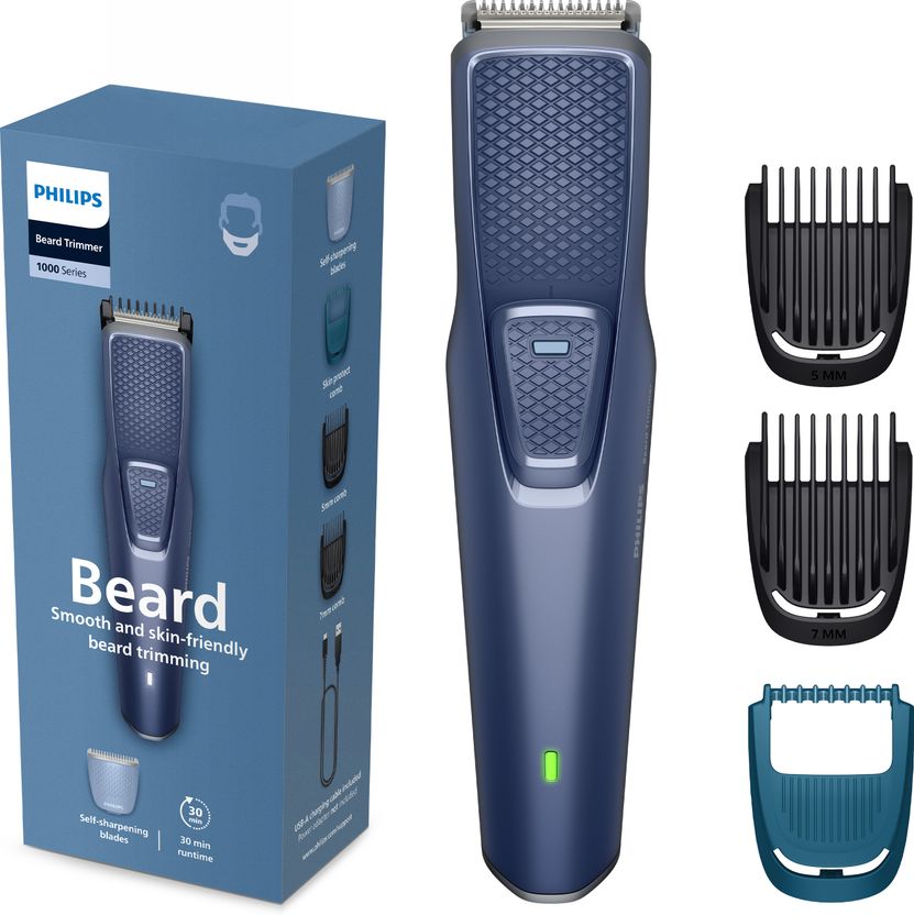 PHILIPS BT1245/18 Trimmer 30 min Runtime 3 Length Settings (Blue...mor