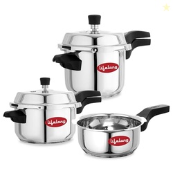 Stainless Steel Pressure Cooker | Set of 3 | 2L, 3L & 5L | Induction &