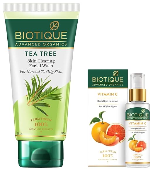 Biotique Vitamin C Dark Spot Solution Serum, 30ml & Tea Tree Skin Clea