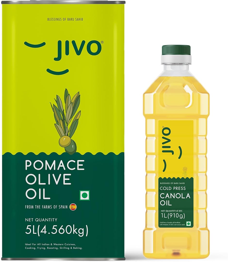 Jivo Pomace Cooking Olive Oil 5 Litre with Jivo Cold Pressed Canola oi