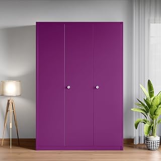 Interio by Godrej Axl 3-Door Steel Almirah | Textured Mulberry, 1-Year