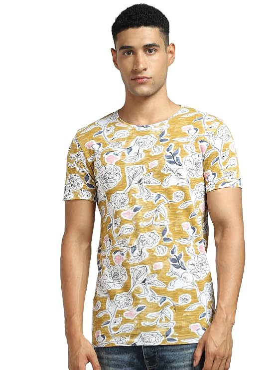 JACK & JONES Slim Fit T-Shirt(167814201_Golden Yellow_M)