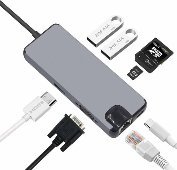 LipiWorld 8 in 1 USB C Hub Multifunction Type C Dock USB 3.0 Adapter H