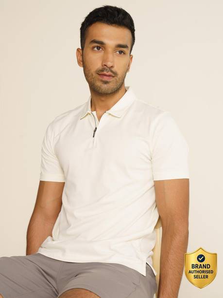 Damensch Regular Fit Half Sleeve Zip Men Solid Polo Neck Cotton ...