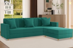 Rosebell 3 + 1 Wooden 4 Seater L Shape Velvet Sofa Set | Convertible M