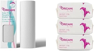 Origami Reusable Kitchen Towel Roll - 25 Sheets, Washable up to 2,500