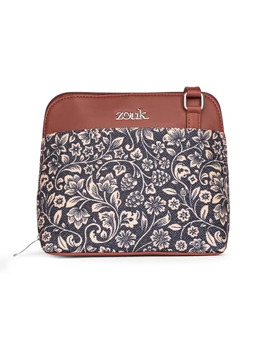 ZOUK FloMotif Floral Printed Vegan Leather Black Out Of Office Sling B