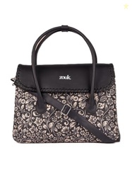 ZOUK Flomotif Floral Printed Jute Handcrafted Vegan Leather Black Wome