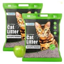 Petoska Cat Litter 10kg Green Apple | Fast-Clumping Bentonite Cat Litt
