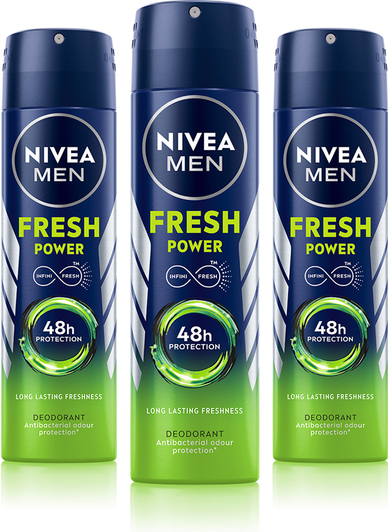 NIVEA Fresh Power Deo Spray, 48h Derma Odour Protection with Citrus, M