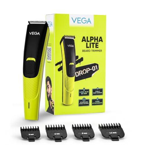 VEGA Alpha Lite Beard Trimmer for Men, Self-Sharpening Blades, Trimmer