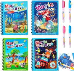 GLUN Water Magic Coloring Book for Kids (4 Books, 4 Themes) | Reusable