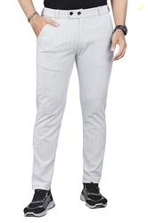 Regular Fit Trousers for Men | Cotton Blend Fabric | Self-Design Mid-R