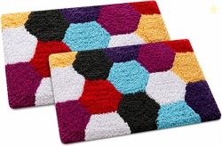 AAZEEM Cotton Door Mat (Multicolor, Pack of 2, Medium)