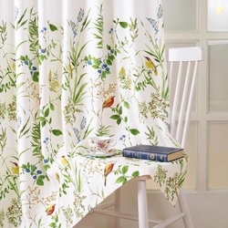 Story@Home Window Cotton Curtains 5 Feet Long Set of 1, White & Green