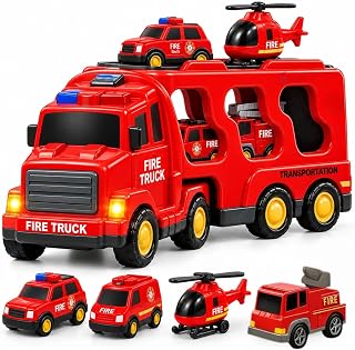 GRAPHENE 5 in1 Fire Truck Toy Car Set for Boy 3-10 Years Pullback Fric