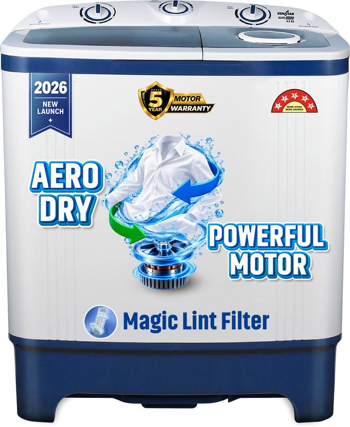 Kenstar 6.5 kg 5Star Rated Energy Efficient Motor With 1350RPM, A...mo