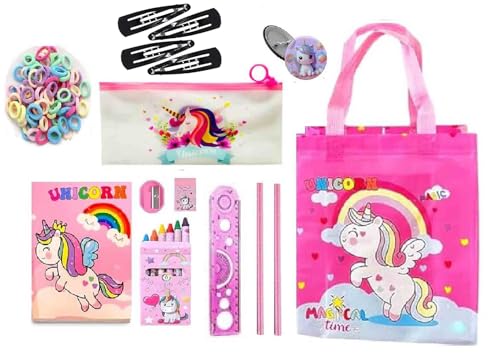 12pcs unicorn theme stationeries for girls unicorn pencil pouch diary,