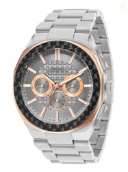 French Connection Textured Grey Round Dial with Stainless Steel Multif