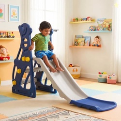Amazon Brand  Solimo 2-in-1 Penguin Slide for Kids with Basketball Hoo