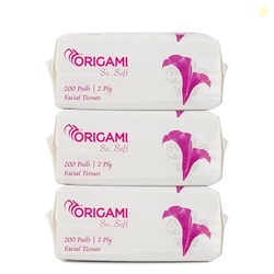Origami Online Facial Tissues | Soft Pack | 2 Ply | Pack of 3 | 600 Pu