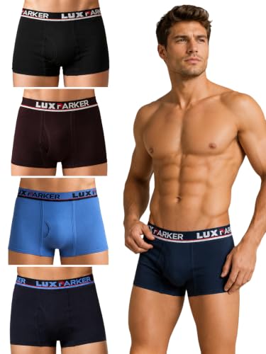 Lux Parker Men's Pure Cotton Modern Solid Trunks (Pack of 5) SEMI-Long