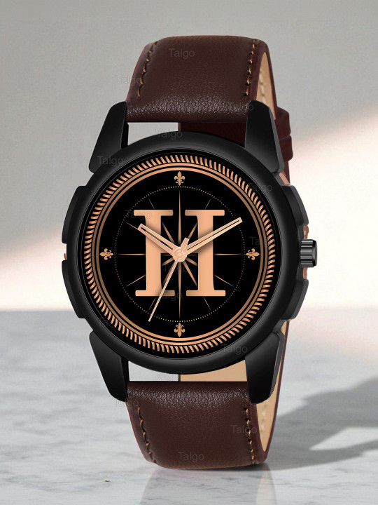 TALGO Men Printed Dial & Leather Straps Analogue Watch ALPHA-H-J16-BLK