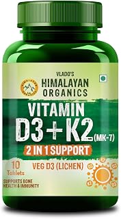 Vlados Himalayan Organics Vitamin D3 600 IU + K2 as MK7 Supplement | S