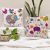 STITCHNEST Set of 2 Polycotton Cushion Covers  16x16 Inches  Multicolo