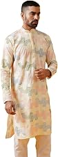 SOJANYA (Since 1958 Men's Cotton Silk Multi Thread Embroidered Cream L