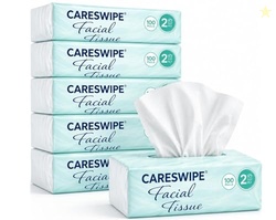 Careswipe 2 Ply Facial Tissue Box 100 Pulls Each Pack (200 Sheets) Pac