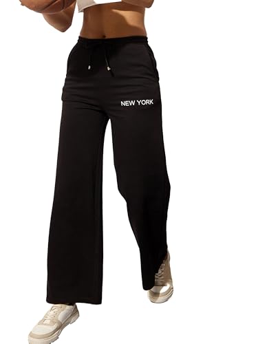 barcino Black Terry New York Print Track Pants