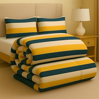 BSB HOME Premium Microfiber Printed Double Bed Comforter with 2 Matchi