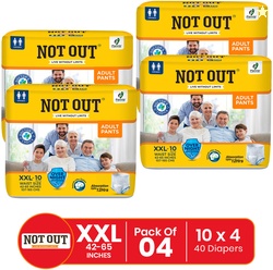 NOT OUT Pant Style Adult Diaper | Waist Size 42-65 Inch | 12-Hour Over