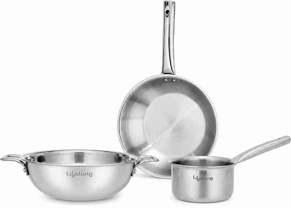 Lifelong Triply Kadai, Frypan & Saucepan Induction Bottom Cookwar...mo
