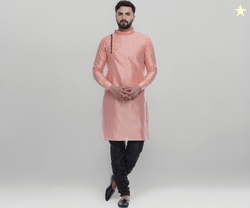 Veera Paridhaan Men's Ethnic Jacquard Printed Long Straight Kurta