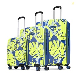 Skybags Lush Set of 3 Printed Hard Case Trolley Bags, Lime-Blue | TSA-