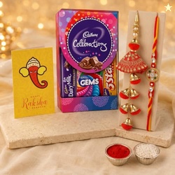 Rakhi Gift for Brother Bhabhi with Cadbury Celebration Chocolates Pack