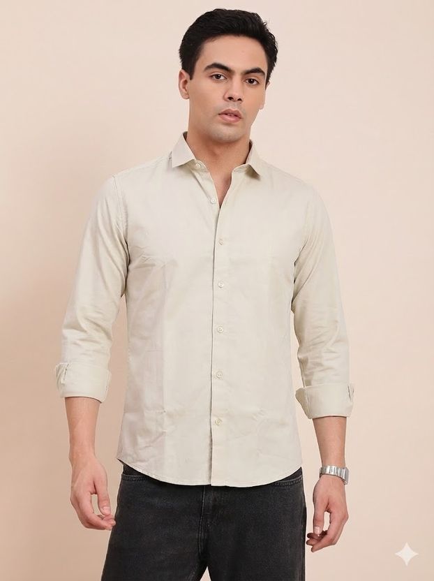 RICH STAG Men Regular Fit Solid Spread Collar Formal Shirt