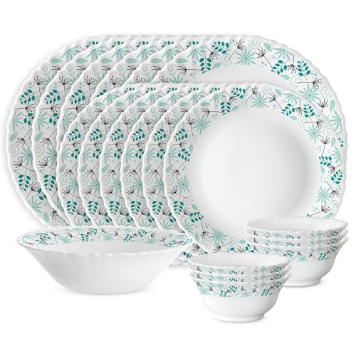 Larah by Borosil 19 Pieces Stardust Opalware Dinner Set for Family of